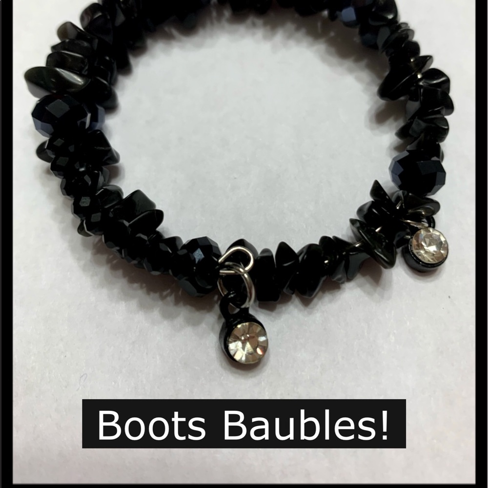 Black stone memory wrap bracelet